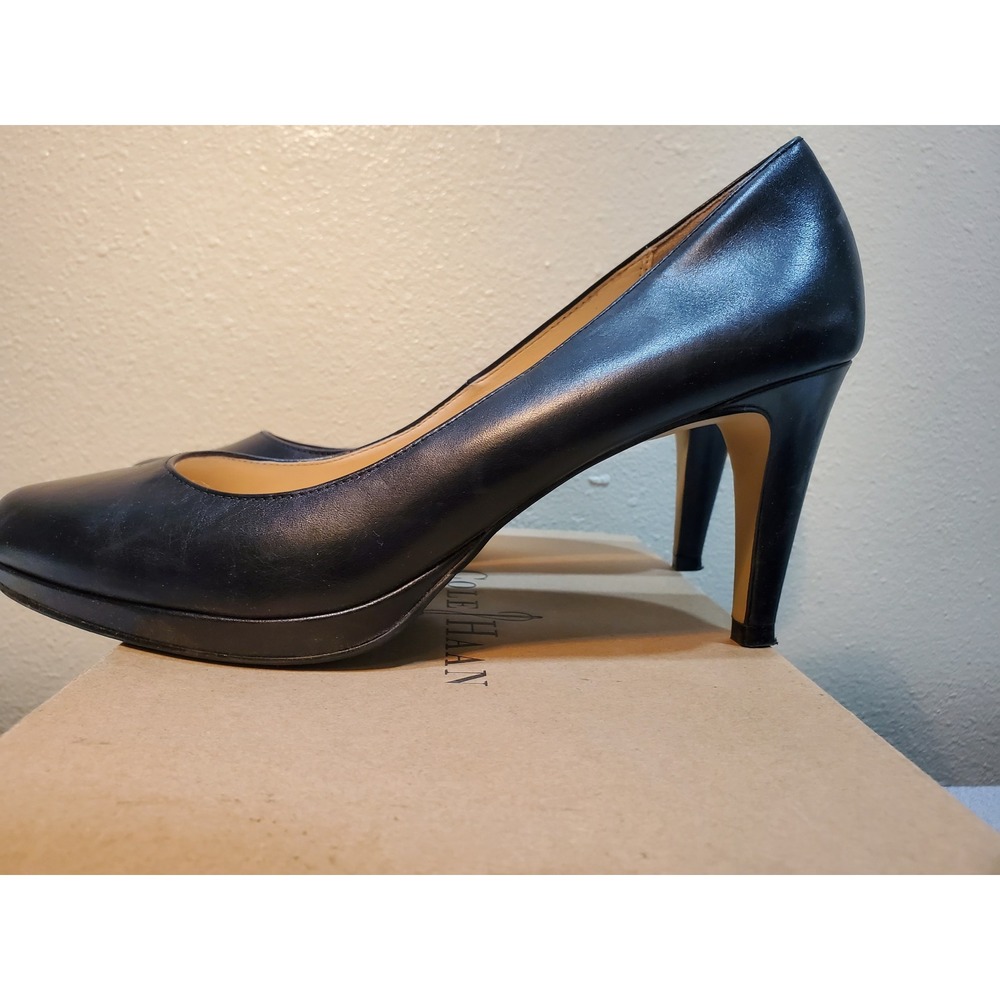 Cole Haan Margot Pump 75 II Black Leather Platform Heels D39819 Womens 8 B